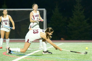 Lea Rosal, sophomore exchange student from Spain, playing field hockey for the Westborough Rangers. 